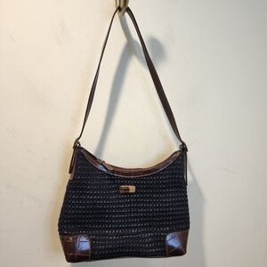 CL AMERICA Woven Shoulder Bag in Black and Brown